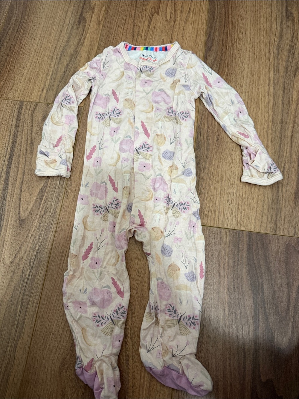 Magnetic Me Pink & Cream Floral Footed One-Piece